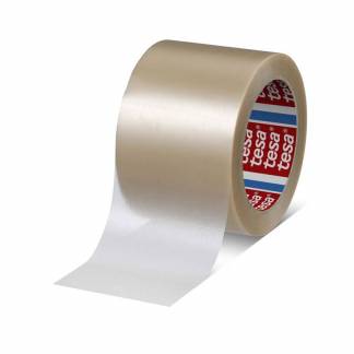 Pakketape, TESA 4100, rillet, 75 mm x 66.00 m, 65 &micro;m, kernediameter: 76 mm Rulle, PVC, Solvent, low noise transparent, pakke a 24 ruller palle a 1056 ruller