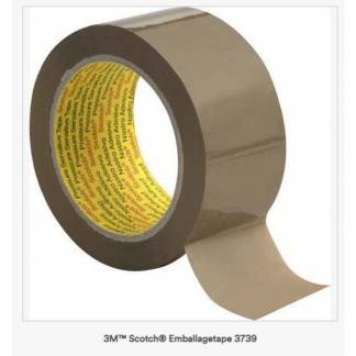 Pakketape, Scotch 3739 PP, 50 mm x 66.00 m, 38 &micro;m, kernediameter: 76 mm h&aring;ndrulle, pp, hot melt, St&oslash;jende, brown kasse a 36 ruller, palle a 1188 ruller
