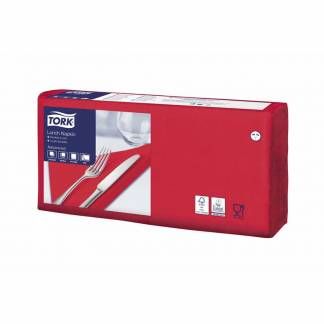 Frokostservietter, Tork, Advanced 1/4-fold, 3 lag, r&oslash;d 326mmx330mm, 16g/m2, karton a 1500 stk FSC Mix Credit