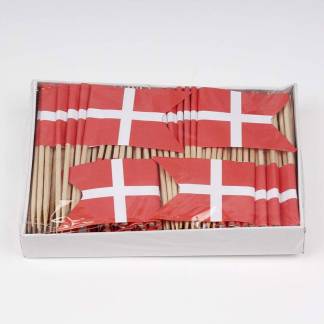 Flag, tr&aelig;, R&oslash;d og hvid, pakke a 144 stk F&oslash;devaregodkendt