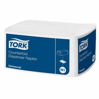 Servietter til dispenser, Tork Universal, 2-fold Novafold Universal 1 lag, hvid 310mmx320mm, pakke med 7200 stk FSC Mix Credit