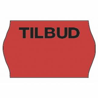 Prisetiket, Meto, Non.Perm. 26x16mm neon r&oslash;d, rulle a 1200 etiketter