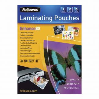 Lamineringslomme, Fellowes Premium, 80&micro;m A3 transparent  pakke a 100 stk
