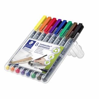 OHP-pen, Staedtler Lumocolor, 318WP-8 0,6MM, assorteret, permanent S&aelig;t med 8 dele