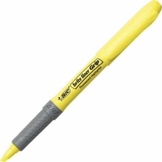 Tekstmarker, Bic Brite liner Grip 1,6-3,3MM, Skr&aring; spids, gul, 811935