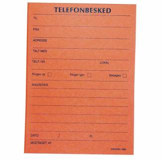 Telefonbesked, Notesblok, Special pad A6, orange, 105x148mm, pakke a 100 ark
