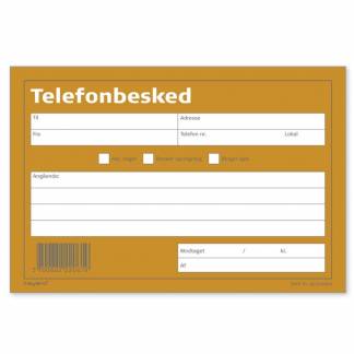 Telefonbesked, Notesblok Landscape format, hvid, 100x148mm