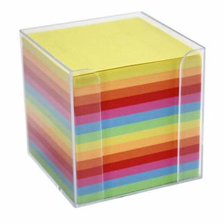 Kubus dispenser, BNT, assorteret Kul#rt 9,5x9cm, blok af 700 ark