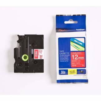 Labeltape, Brother Labeltape, TZE435 12mmx8.00m hvid/r&oslash;d