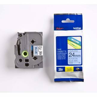 Labeltape, Brother, TZE551, lamineret 24mmx8.00m sort/bl&aring;