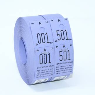 Garderobenumre, NN, 2-delt, lilla rulle a 2 x 500 stk