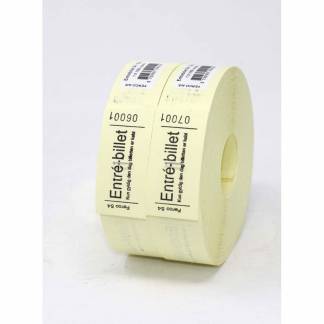 Entrebillet, NoName 30x63 54, Nummereret fra 1-10.000, gul rulle a 1000 stk