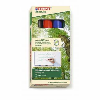 Whiteboardmarker, Edding Ecoline, 28 1,5-3MM, Rund spids, assorteret non-permanent, S&aelig;t med 4 stk