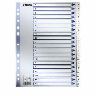 Register, Index, A4,210x297mm, hvid Pakke med 10 s&aelig;t