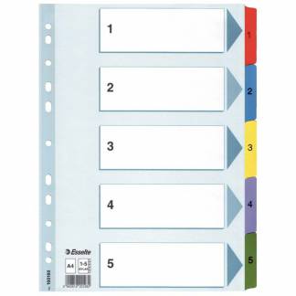 Register, Esselte Mylar, A4,210x297mm hvid kasse a 20 sets
