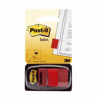 Indexfaner, Post-it,25x43mm, r&oslash;d pakke a 50 stk