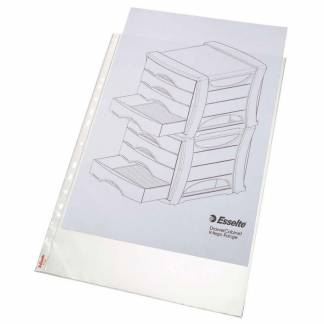 Plastlomme, Esselte transparent 85&micro;m, 297x420mm, plastik pakke a 10 stk