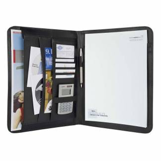 Konferencemappe, Wedo sort, KUNSTLIGT L&AElig;DER, 210x297mm