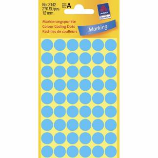 Universeletiket, Avery, 3142 12mm bl&aring;, pakke med 270 stk, FSC Mix Credit