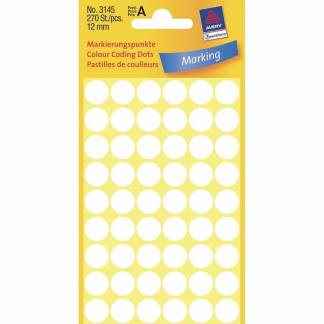 Universeletiket, Avery, 3145 12mm hvid, pakke med 270 stk, FSC Mix Credit