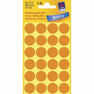 Universeletiket, Avery, 3173 18mm orange, pakke med 96 stk, FSC Mix Credit