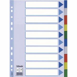 Faneblade PP A4 10-delt farvede faner