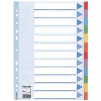 Faneblad, Esselte, A4,210x297mm assorteret Pakke med 10 s&aelig;t
