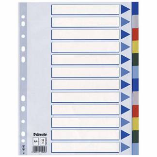 Faneblade PP A4 12-delt farvede faner
