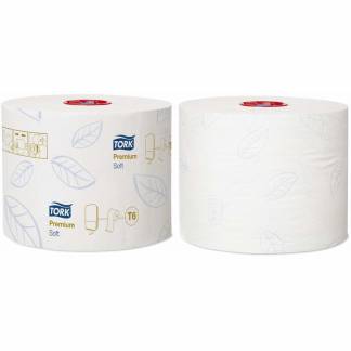 Toiletpapir Jumbo, Tork, Premium Mid-Size T6, 2 lag, hvid x 90.00m kasse a 27 ruller, FSC Mix Credit