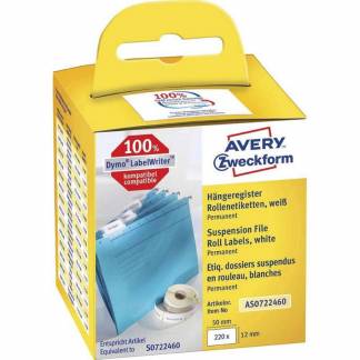 Etiket, Avery 50x12mm white, kasse a 6 ruller, FSC Mix Credit