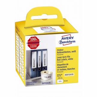 Universeletiket, Avery, AS0722470 Rygetiket 190x54mm hvid, rulle a 110 etiketter FSC Mix Credit