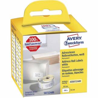 Avery adresseetiket p&aring; rulle 89x36mm (260)