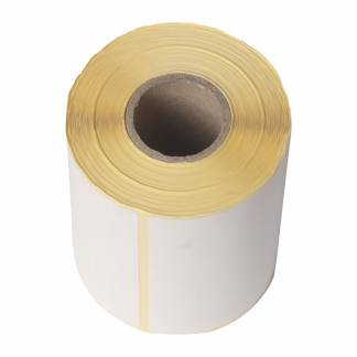 Thermoetiket, Etiket, Rektangul&aelig;r Udvendig vikling, 107.00 x 26.00 mm andre syntetiske papirer Permanent (DP 37), white karton a 1685 stk, FSC Mix Credit