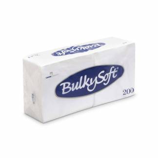 Frokostservietter, BulkySoft, 1/4-fold 1 lag, hvid 330mmx330mm, 19g/m2, pakke a 200 stk