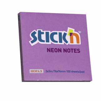 Notes, BNT Stick&acute;n, Neon, lilla, 76x76mm