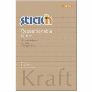 Notes, BNT Stick&acute;n, Kraft pad, brun, 101 x150mm