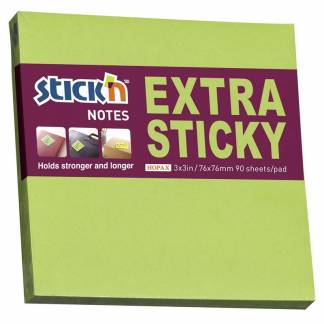 Notes, BNT Stick&acute;n, Extra sticky, gr&oslash;n 76x76mm