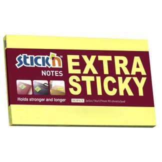 Notes, BNT Stick&acute;n, Extra sticky, gul 127x76mm