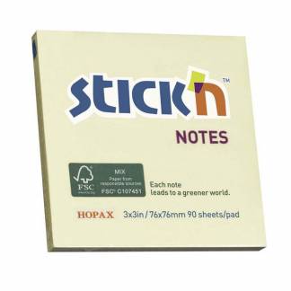 Notes, BNT Stick&acute;n, Notes, gul, 76x76mm