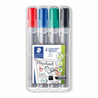 Marker, Staedtler, 356 B WP4, 2-5MM Rund spids, assorteret, permanent S&aelig;t med 4 stk