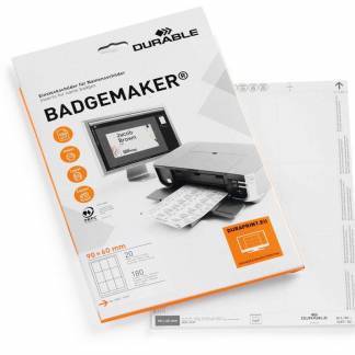 Indstik, Durable, 90x60 Til navneskilt 90x60mm, hvid pakke a 180 stk