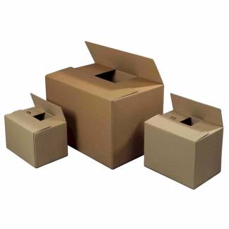 B&oslash;lgepapkasse, Master'in Access indre dim: 594 x 354 x 138 mm, 1-lags B-flute, 3.000 mm, FEFCO 0201, Testliner brun, bundt a 25 stk, palle a 650 stk FSC Mix 70\%