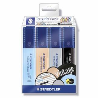 Tekstmarker, Staedtler Textsurfer 364 CWP4, 1-5MM, Skr&aring; spids, assorteret 364 CWP4, S&aelig;t med 4 stk