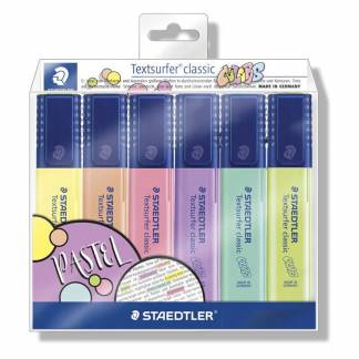 Tekstmarker, Staedtler Textsurfer 364 CWP6, 1-5MM, Skr&aring; spids, assorteret 364 CWP6, s&aelig;t af 6 stk