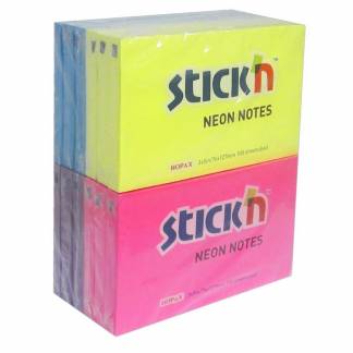 Notes, BNT Stick&acute;n, Neon, assorteret 127x76mm, pakke a 12 stk