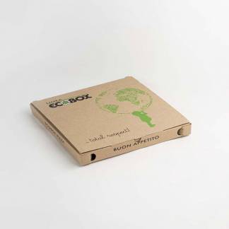 Pizza&aelig;ske, Ecobox,320x320x30mm B&oslash;lgepap, brun, pakke a 100 stk F&oslash;devaregodkendt