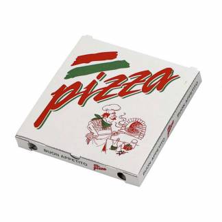 Pizza&aelig;ske,300x300x30mm B&oslash;lgepap, hvid, pakke a 100 stk F&oslash;devaregodkendt