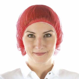 Engangs h&aring;rnet, Mop Cap on-size Non-woven, R&oslash;d, pakke a 1000 stk