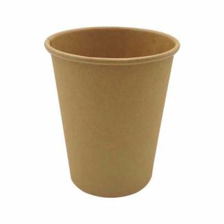 Kaffeb&aelig;ger, Papir + PE, brun, 8 oz karton a 1000 stk, palle 18 kartoner Single wall, F&oslash;devaregodkendt