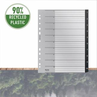 Register, Leitz Recycle, A4,210x297mm sort Pakke med 10 s&aelig;t